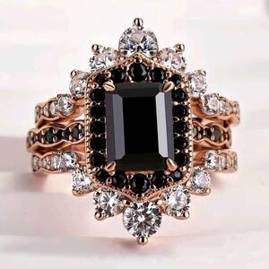 NIB 1.75ct Radiant Cut 3PC Engagement Ring Set,5A Cubic Zirconia Bridal Ring 10